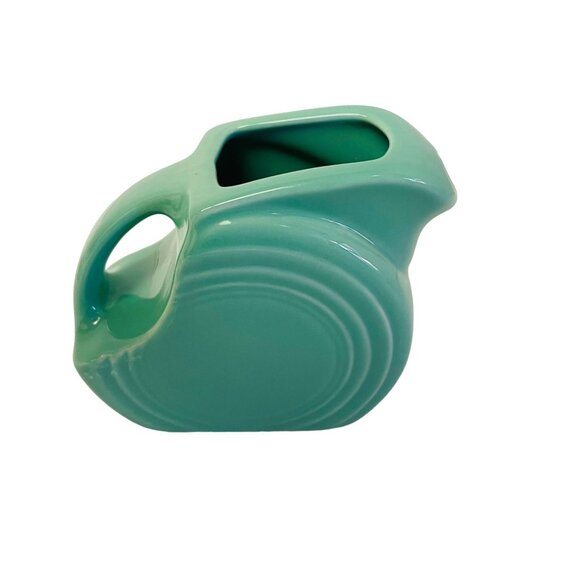 Vintage Fiesta Mini Water Pitcher Turquoise 3 1/2" H 3 1/2 oz - Picture 2 of 3